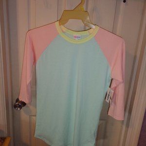 LuLaRoe shirt "Randy" size xsmall new with tags blue pink and yellow